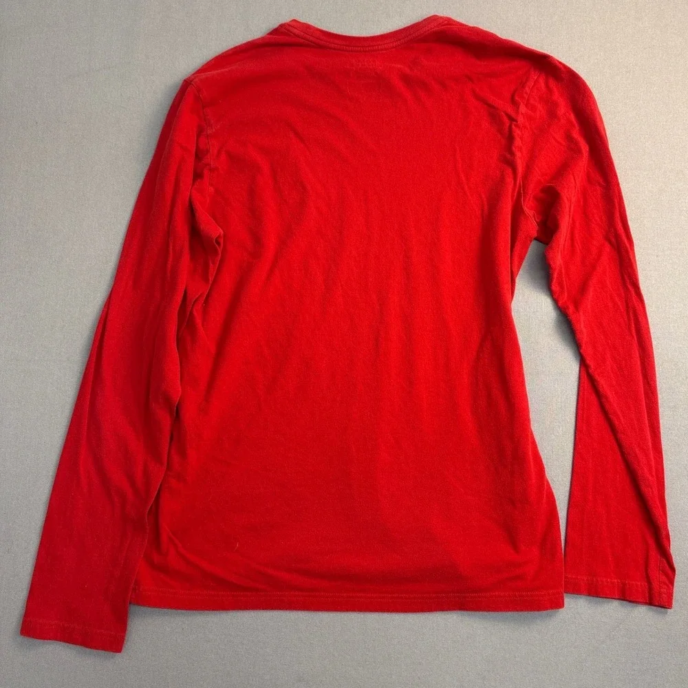 Polo Ralph Lauren Mens Red Polo Bear Long Sleeve T-Shirt Size Medium Cotton